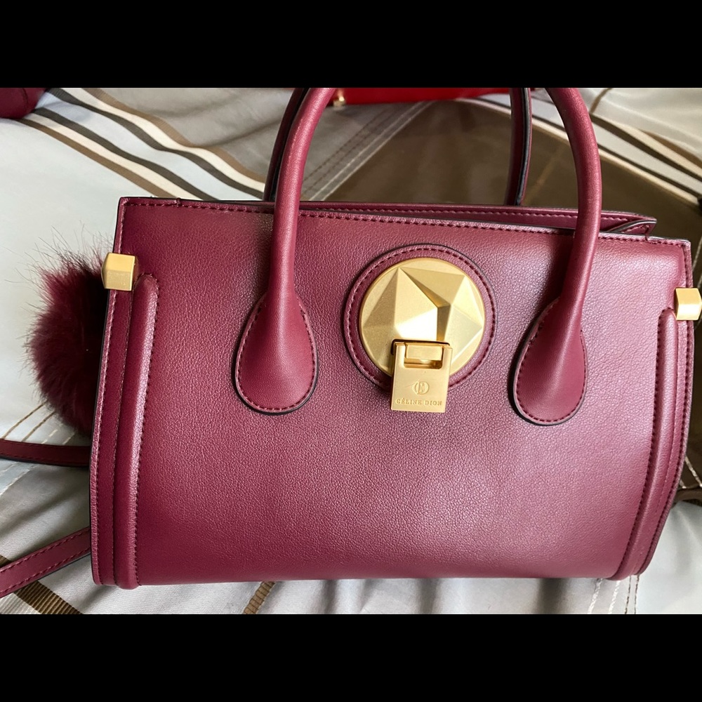 Céline Dion Octave Leather Satchel Burgundy